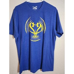 Under Armour Men's T-Shirt, Size Large, Blue, Graphic Print, Short Sleeve, Logo
